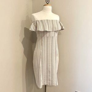 NWT Zara Textured Weave Dress With Ruffle